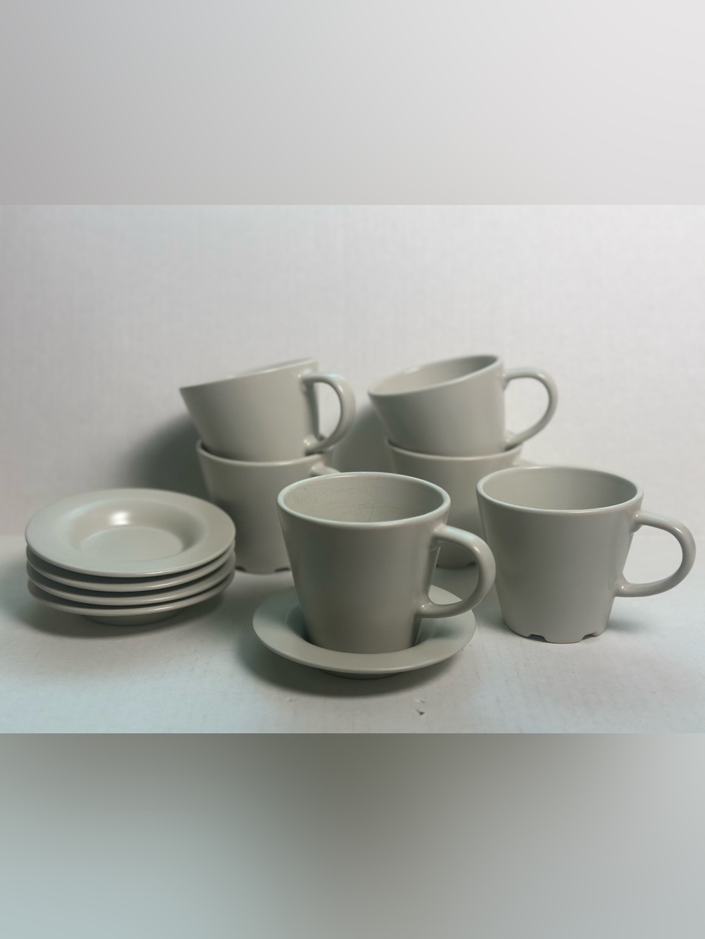 IKEA Dinera Off White Ceramic Espresso Cups with Saucers - Set of 6